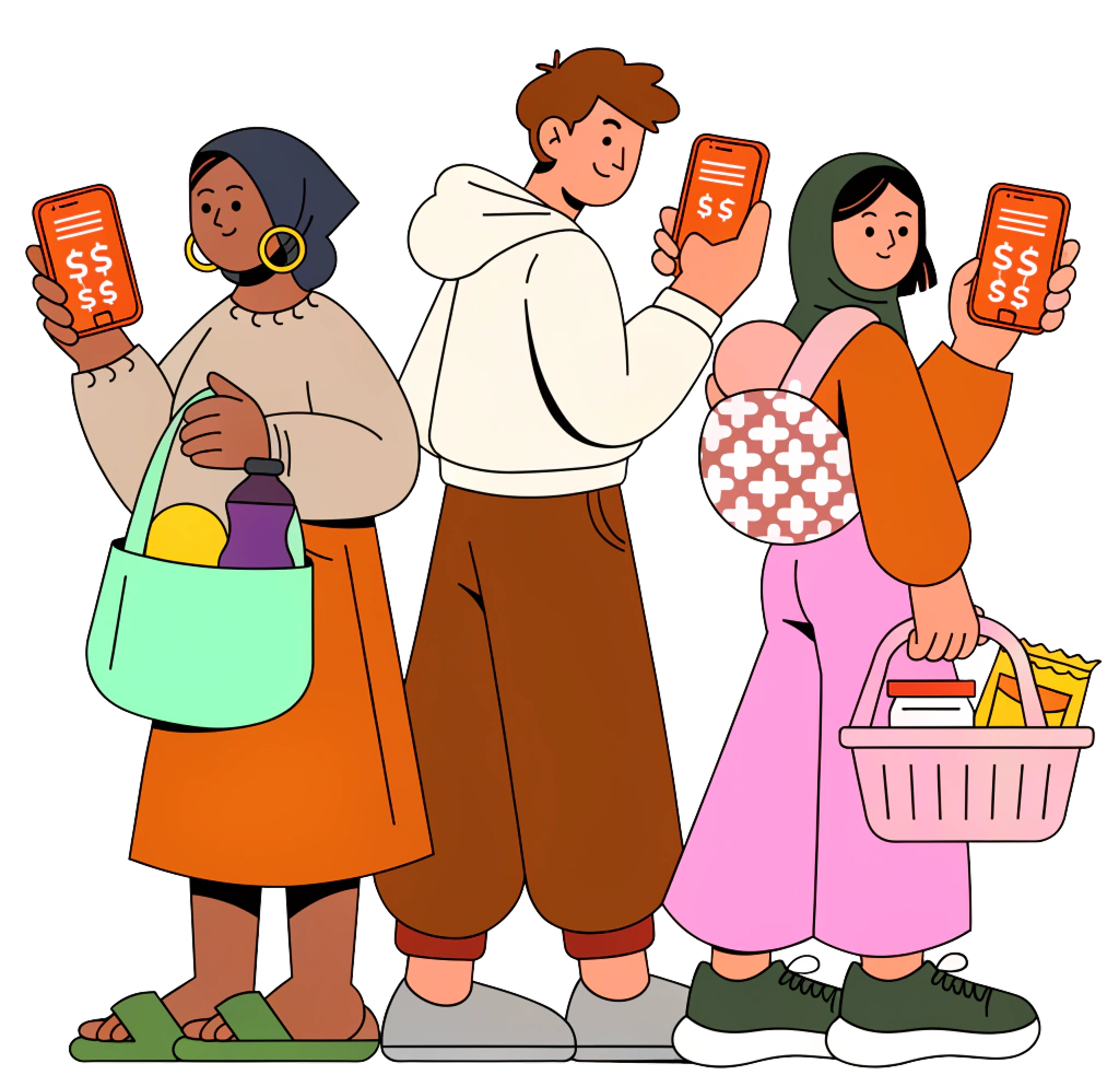 عائلة تستخدم التطبيق